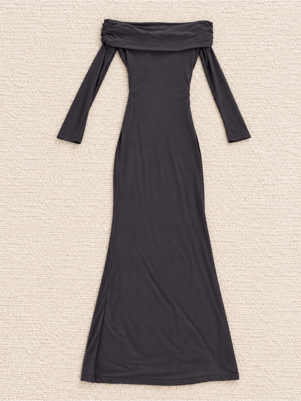 Hello Molly Black Off-the-Shoulder Long Sleeve Maxi Dress